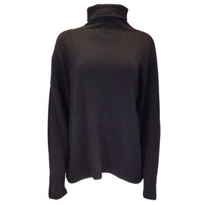 MAISON ULLENS BROWN LONG SLEEVED CASHMERE AND SILK KNIT TURTLENECK SWEATER